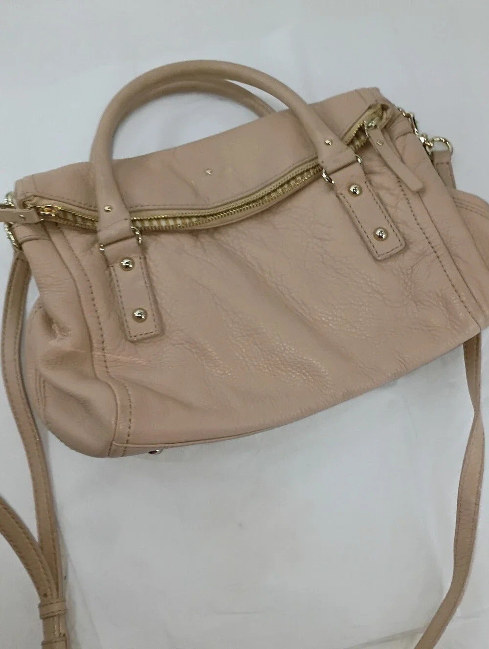 KATE SPADE COBBLE HILL LESLIE PEBBLE BEIGE LEATHER  PURSE